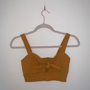F21 Yellow Tie Front Crop Top